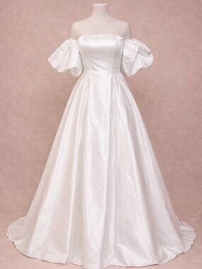 NWT Witness of Love Wedding Dress Size 4 Off Shoulder Satin Bridal Gown Corset